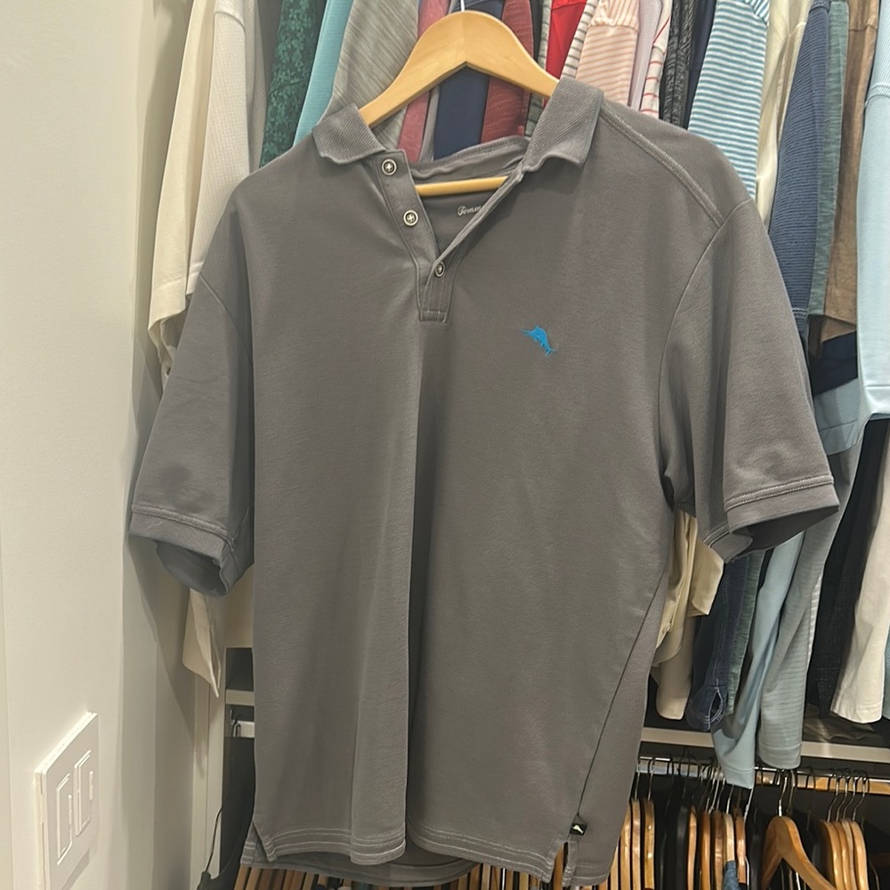 Classic Gray Polo Shirt with Embroidered Logo